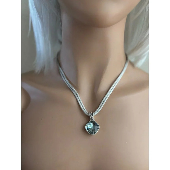 Brighton Venus Rising Necklace Silver Cord 18" Blue Crystal Pendant Retired - Picture 2 of 4